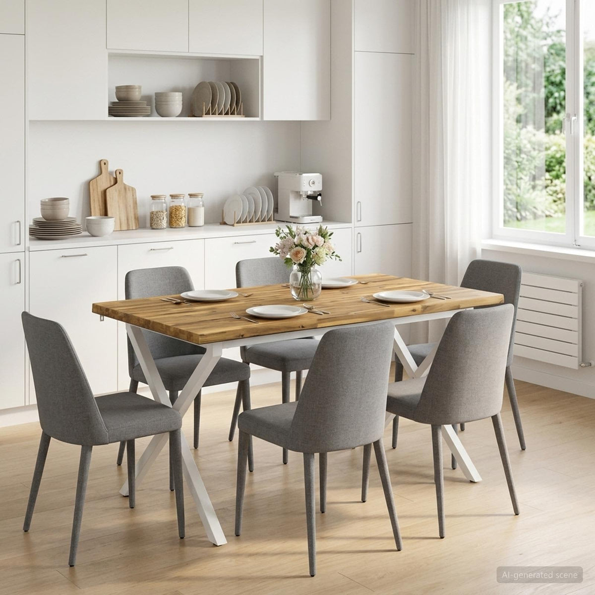 Τραπέζι Φαγητού με Ζωντανό Χείλος 140 x 80 x 75 cm Λευκό - Pakobazaar