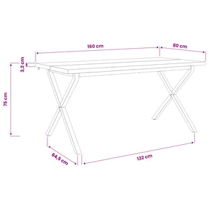 Τραπέζι Φαγητού με Ζωντανό Χείλος 160 x 80 x 75 cm - Pakobazaar