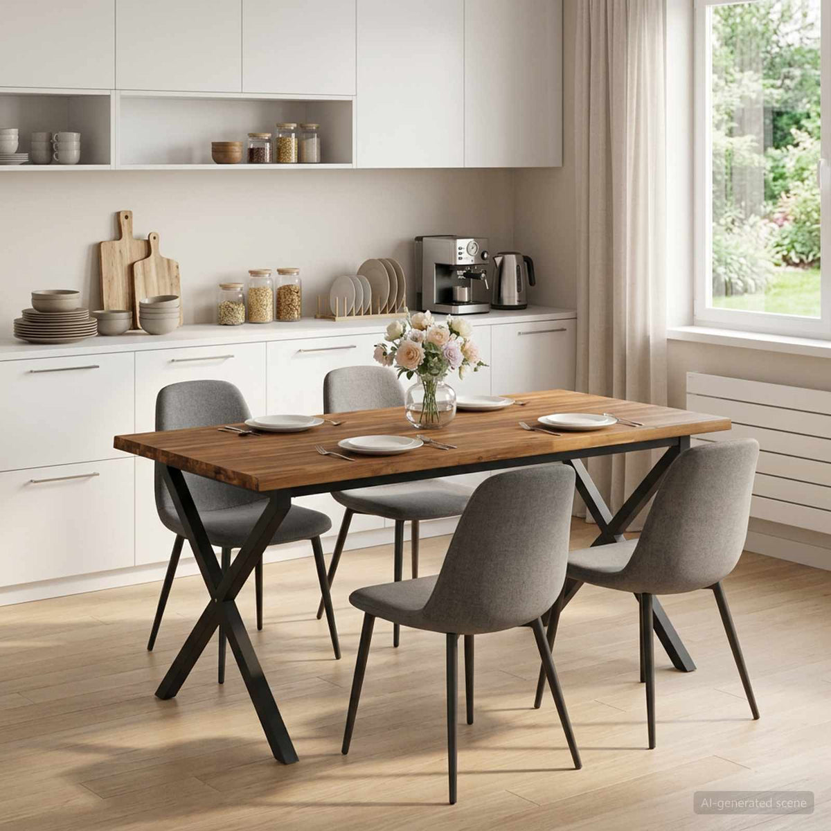 Τραπέζι Φαγητού με Ζωντανό Χείλος 160 x 70 x 75 εκ. Φυσικό - Pakobazaar