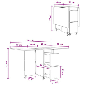 Τραπέζι φαγητού 2 pcs 140 x 80 x 77 cm Επεξεργασμένο Ξύλο Λευκό - Pakobazaar