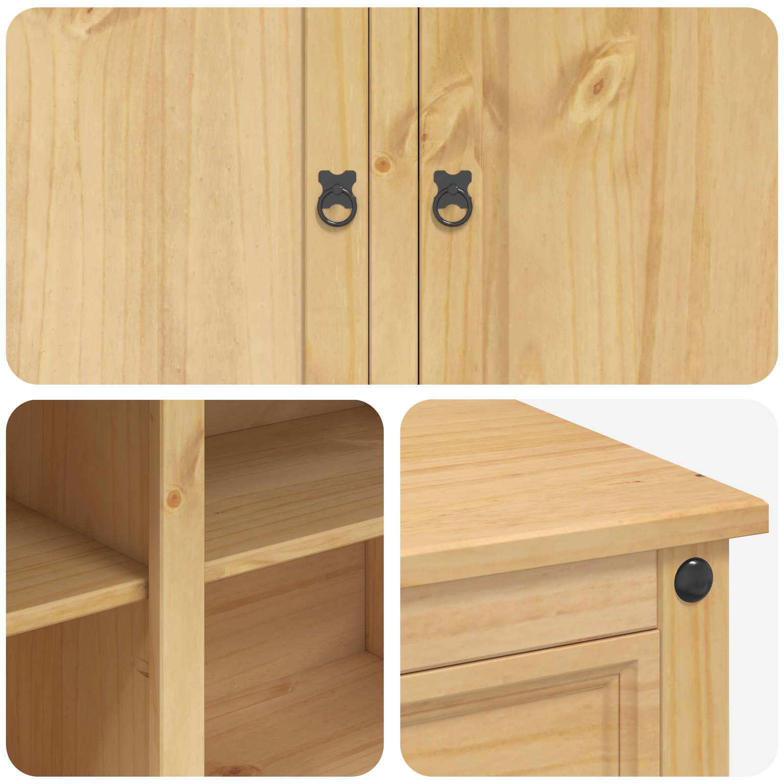 Καρότσι Κουζίνας 2 pcs Κερί Μέλι 112 x 70 x 91,5 εκ Μασίφ Πεύκο - Pakobazaar