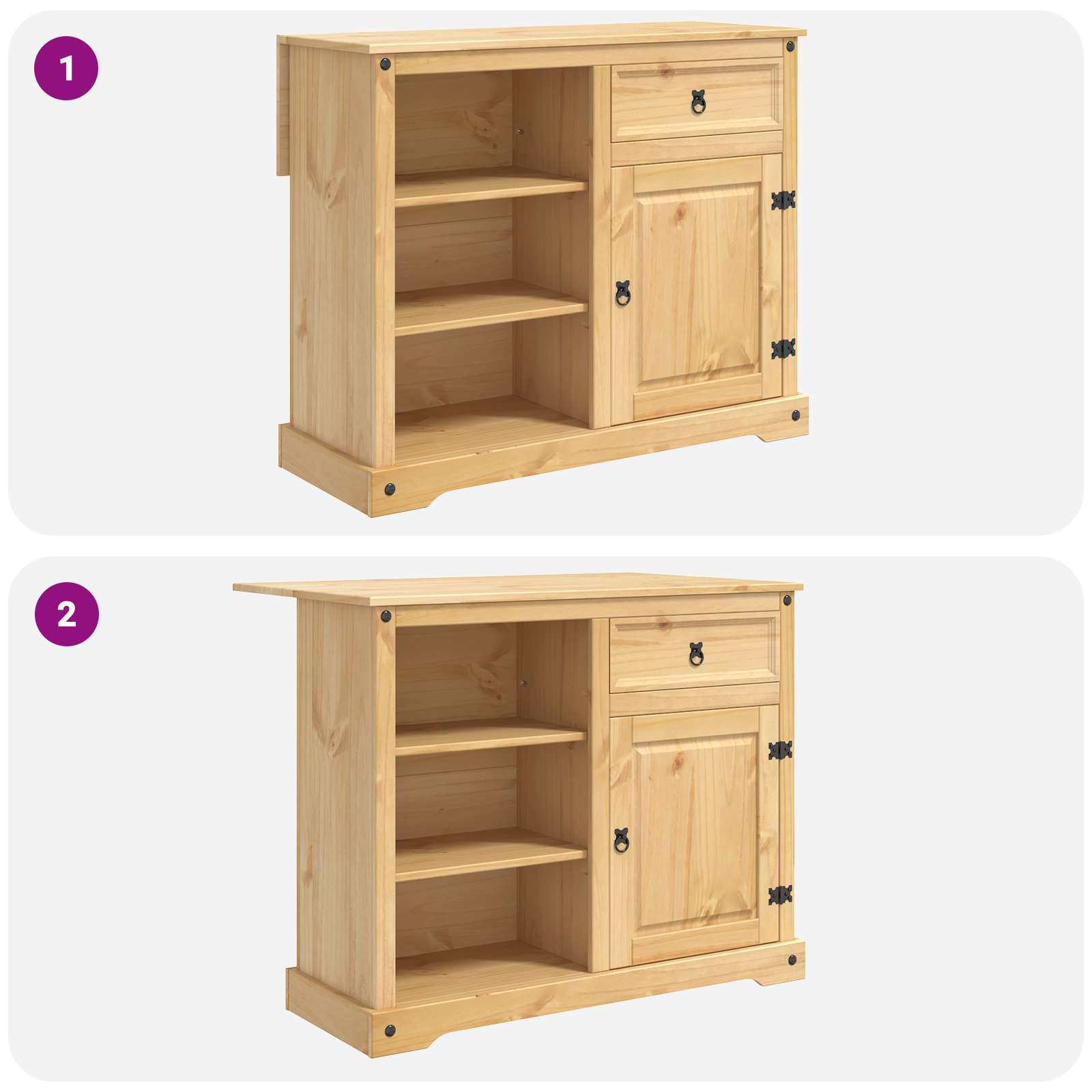 Καρότσι Κουζίνας 2 pcs Κερί Μέλι 112 x 70 x 91,5 εκ Μασίφ Πεύκο - Pakobazaar