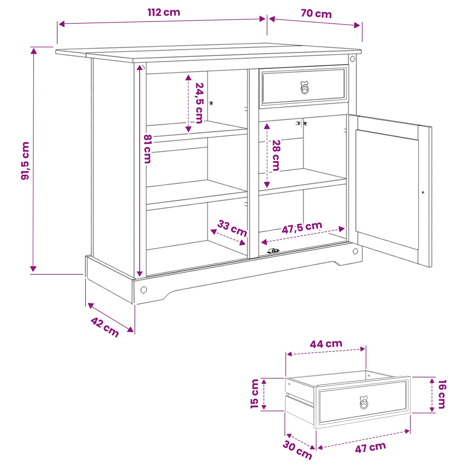 Καρότσι Κουζίνας 2 pcs Λευκό και Κερί Μελιού 112 x 70 x 91,5 εκ - Pakobazaar