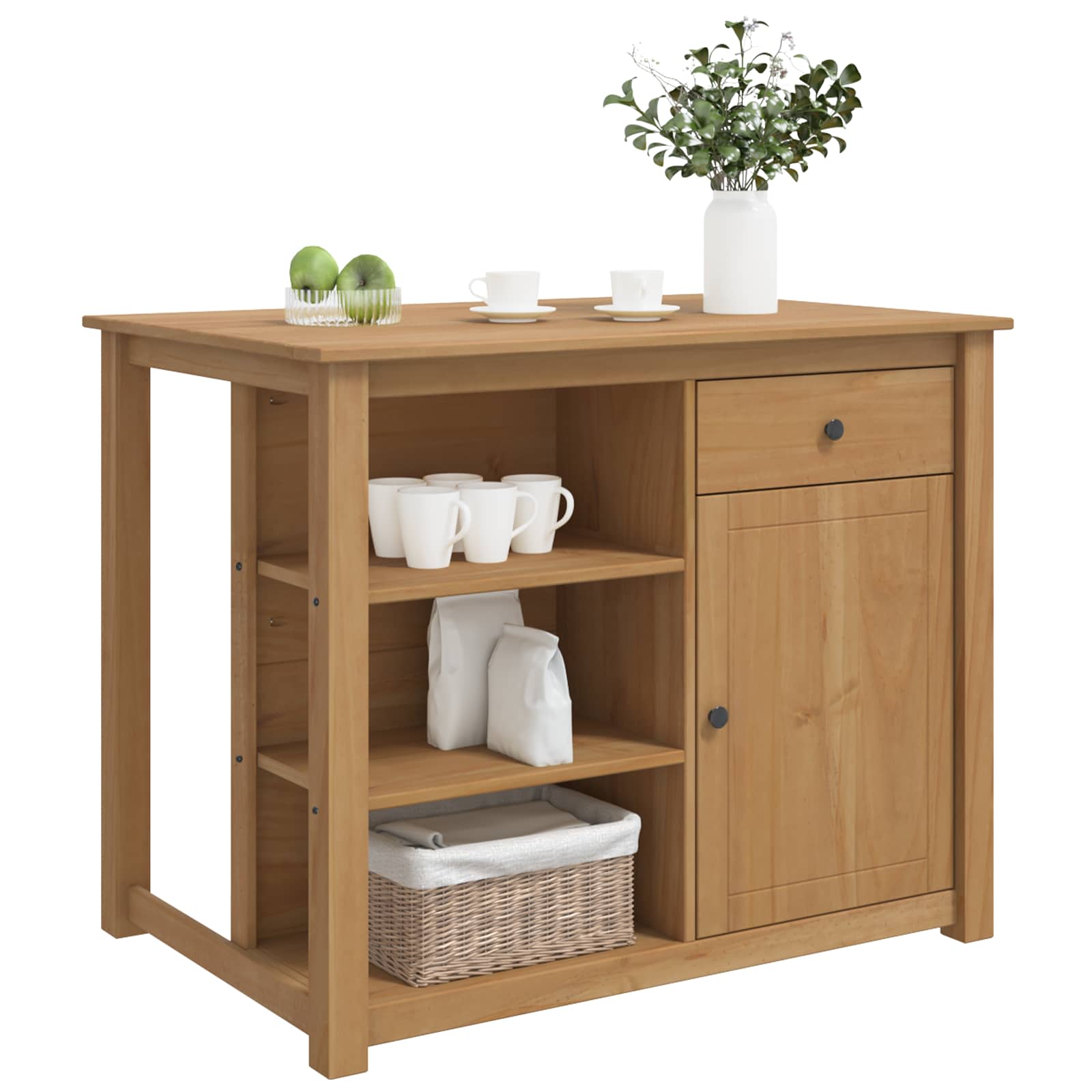 Καρότσι Κουζίνας PANAMA 2 pcs Κερί Μέλι 112 x 77 x 90 εκ - Pakobazaar
