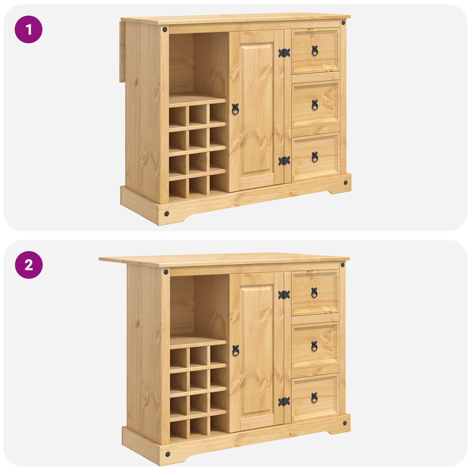 Αποθηκευτικός Χώρος Κουζίνας 2 pcs Κερί Μέλι Μασίφ Πεύκο - Pakobazaar