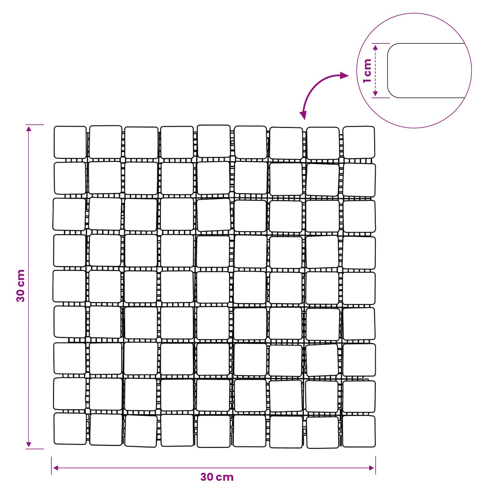 Πλακίδια Μωσαϊκού Γκρι 30 x 30 cm Μάρμαρο