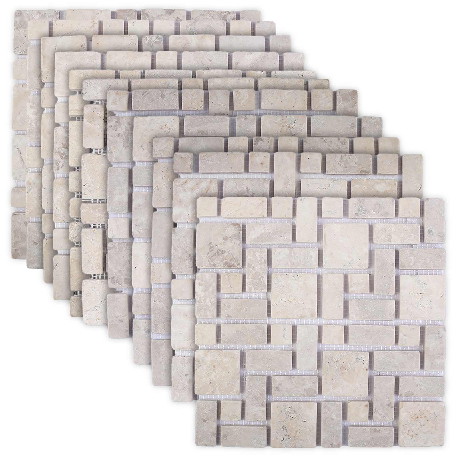 Πλακίδια Μωσαϊκού Κρεμ 30 x 30 cm Μάρμαρο