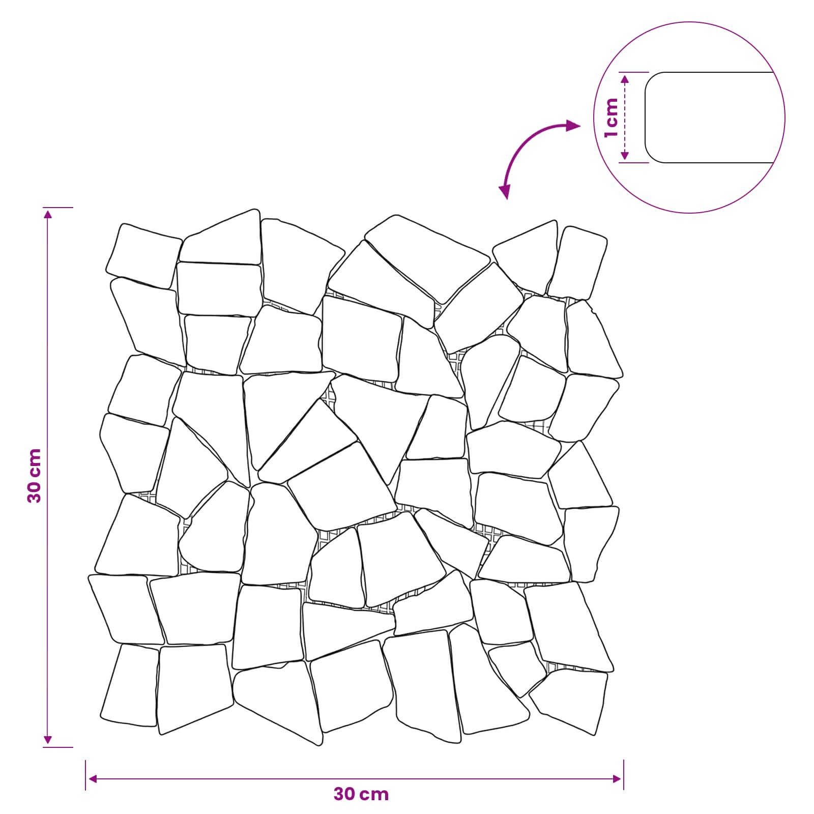 Πλακίδια Μωσαϊκού Σκούρο Γκρι 30 x 30 cm Μάρμαρο - Pakobazaar