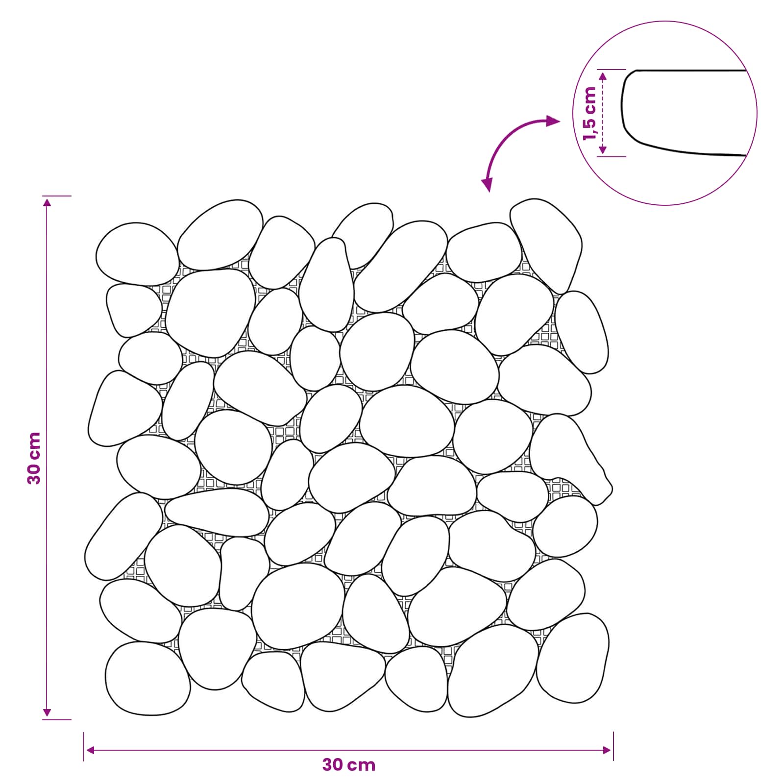 Πέτρες Pebble Μπεζ και Ανοιχτό Ροζ 30 x 30 cm Πέτρες Ποταμού