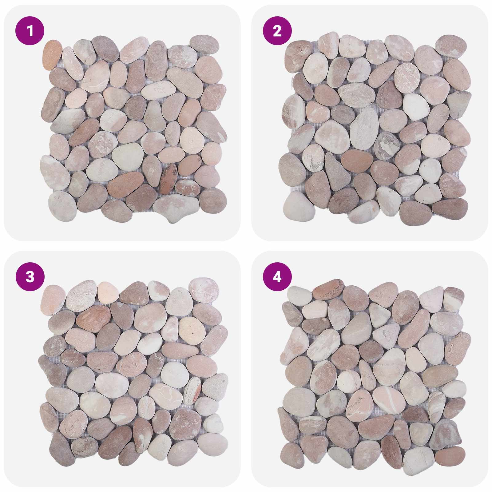 Πέτρες Pebble Μπεζ και Ανοιχτό Ροζ 30 x 30 cm Πέτρες Ποταμού