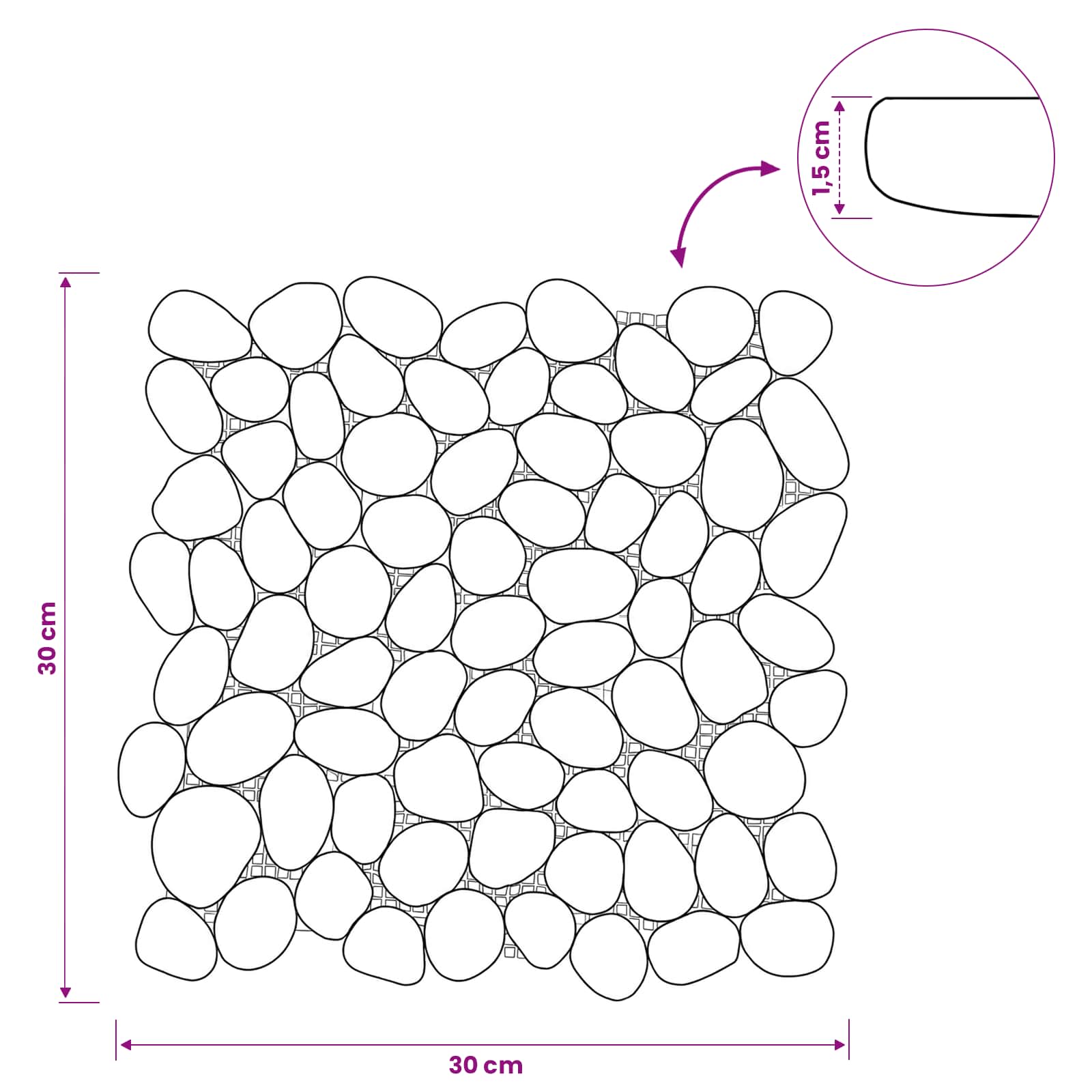 Πέτρες Pebble Γκρι 30 x 30 cm Πέτρες Ποταμού