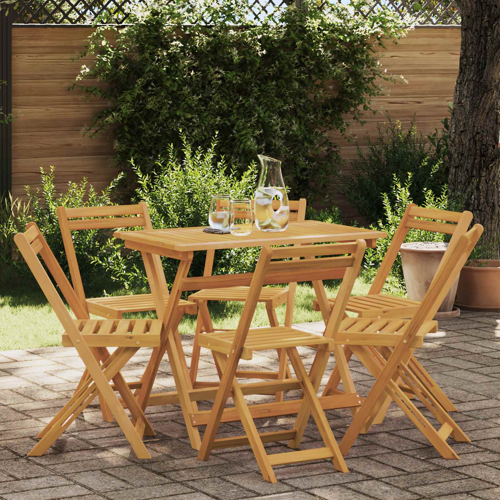 Φορητές καρέκλες κήπου 6 pcs Φυσικό 40 x 53 x 80 εκ - Pakobazaar
