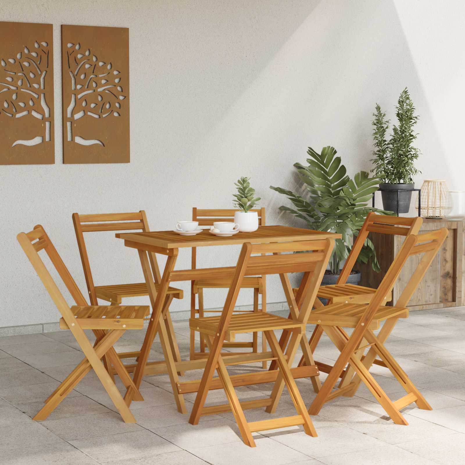Φορητές καρέκλες κήπου 6 pcs Φυσικό 40 x 53 x 80 εκ - Pakobazaar