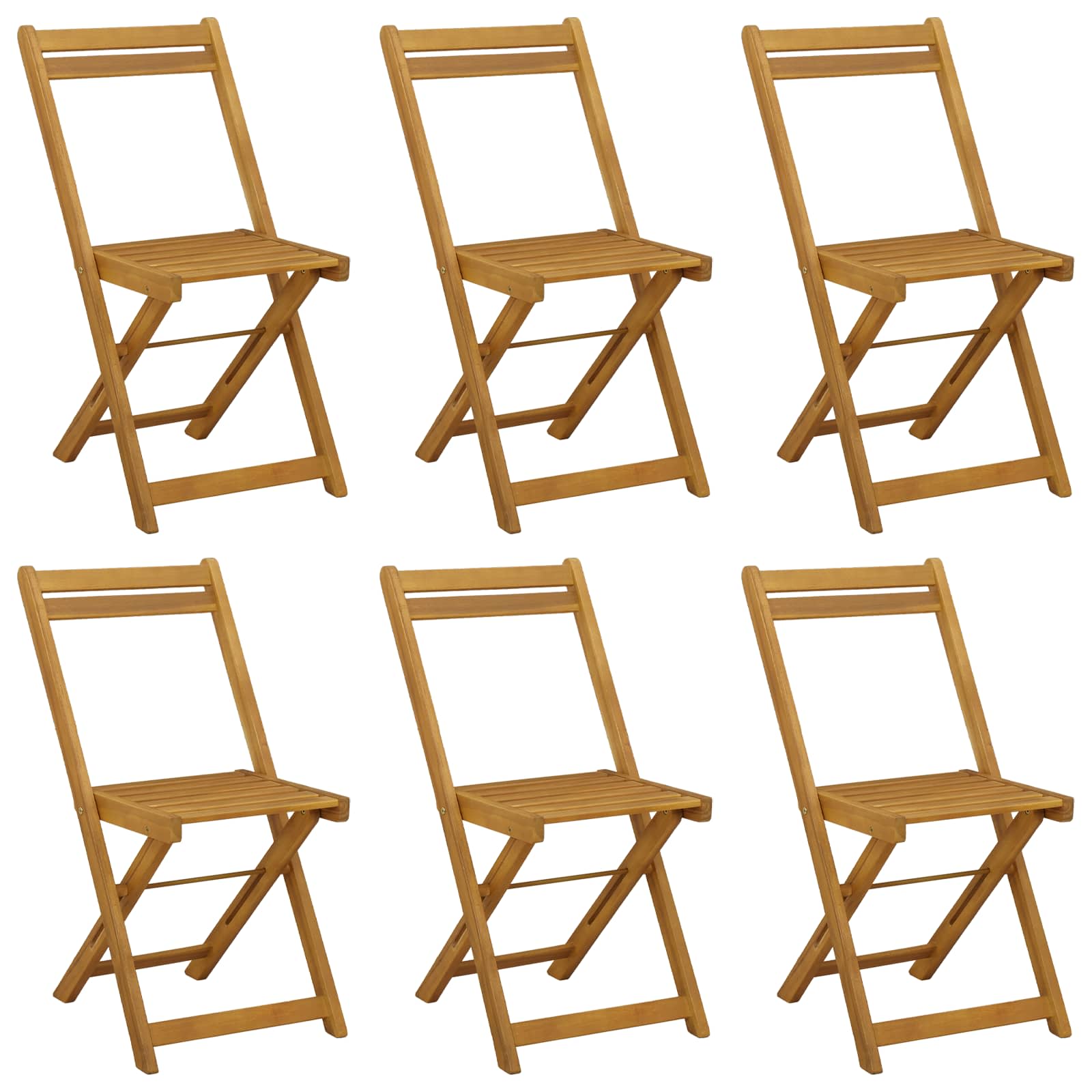 Φορητές καρέκλες κήπου 6 pcs Φυσικό 40 x 53 x 80 εκ - Pakobazaar