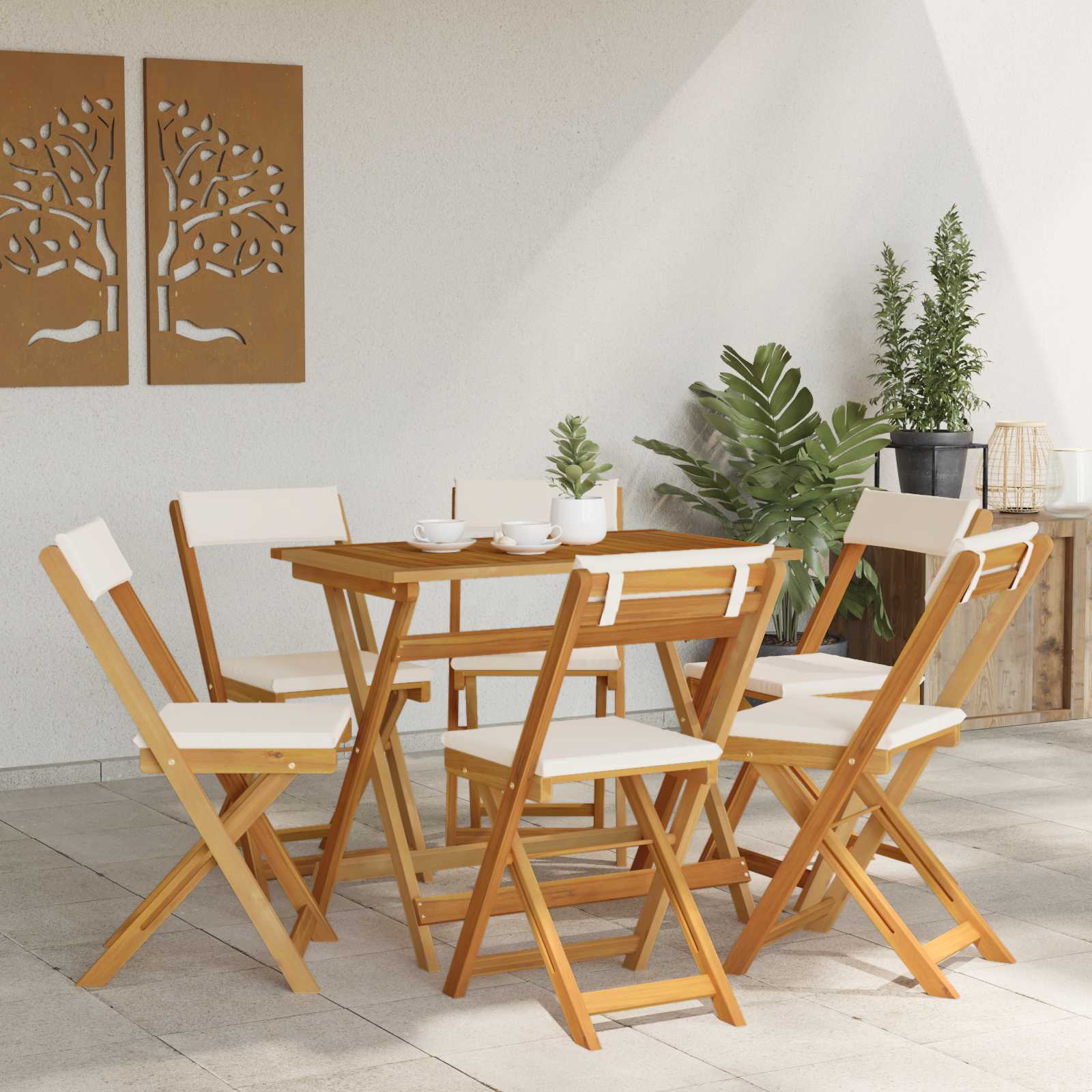 Καρέκλες εξωτερικής βεράντας 6 pcs Λευκό κρεμ 40 x 53 x 80 εκ - Pakobazaar