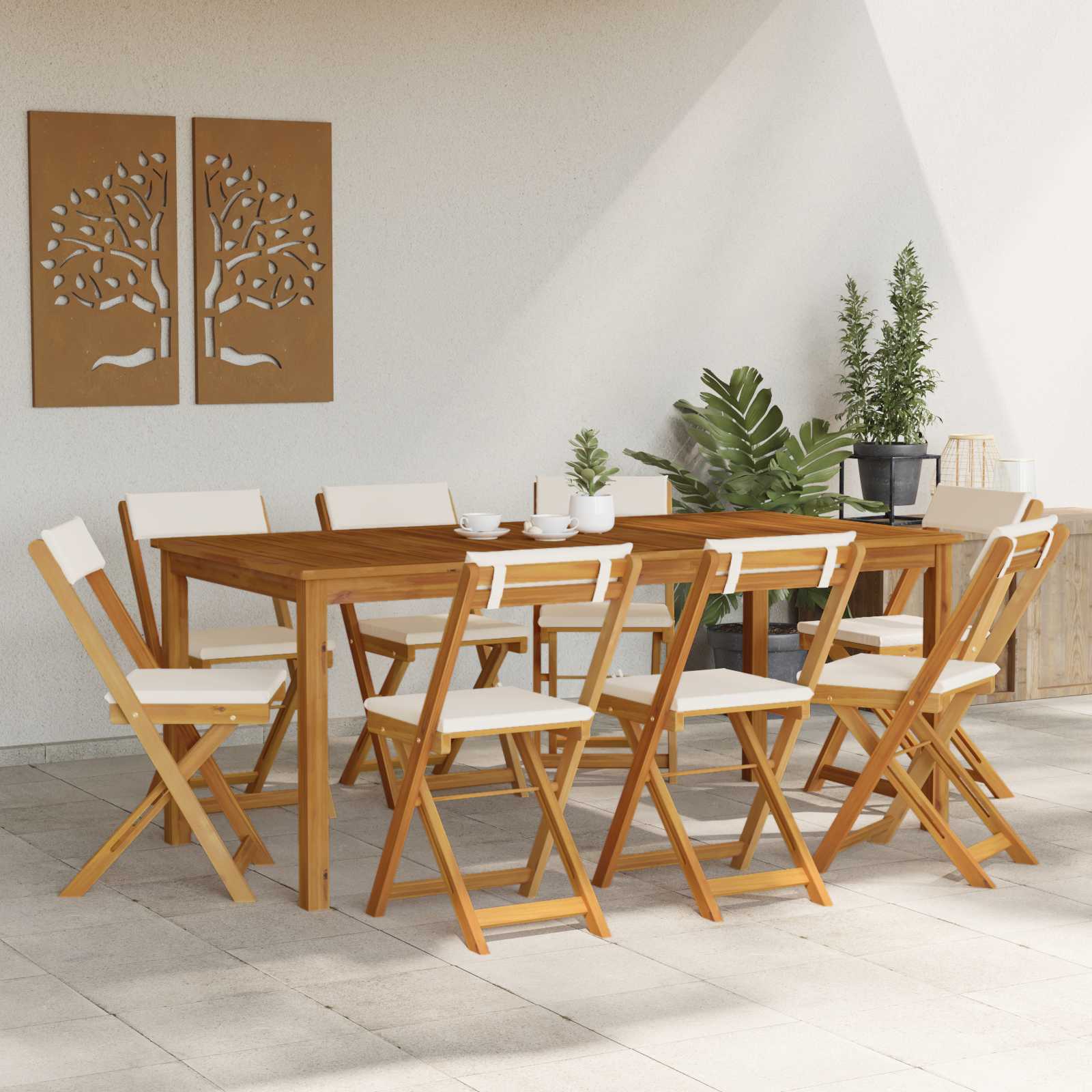 Καρέκλες εξωτερικής βεράντας 8 pcs Λευκό κρεμ 40 x 53 x 80 εκ - Pakobazaar