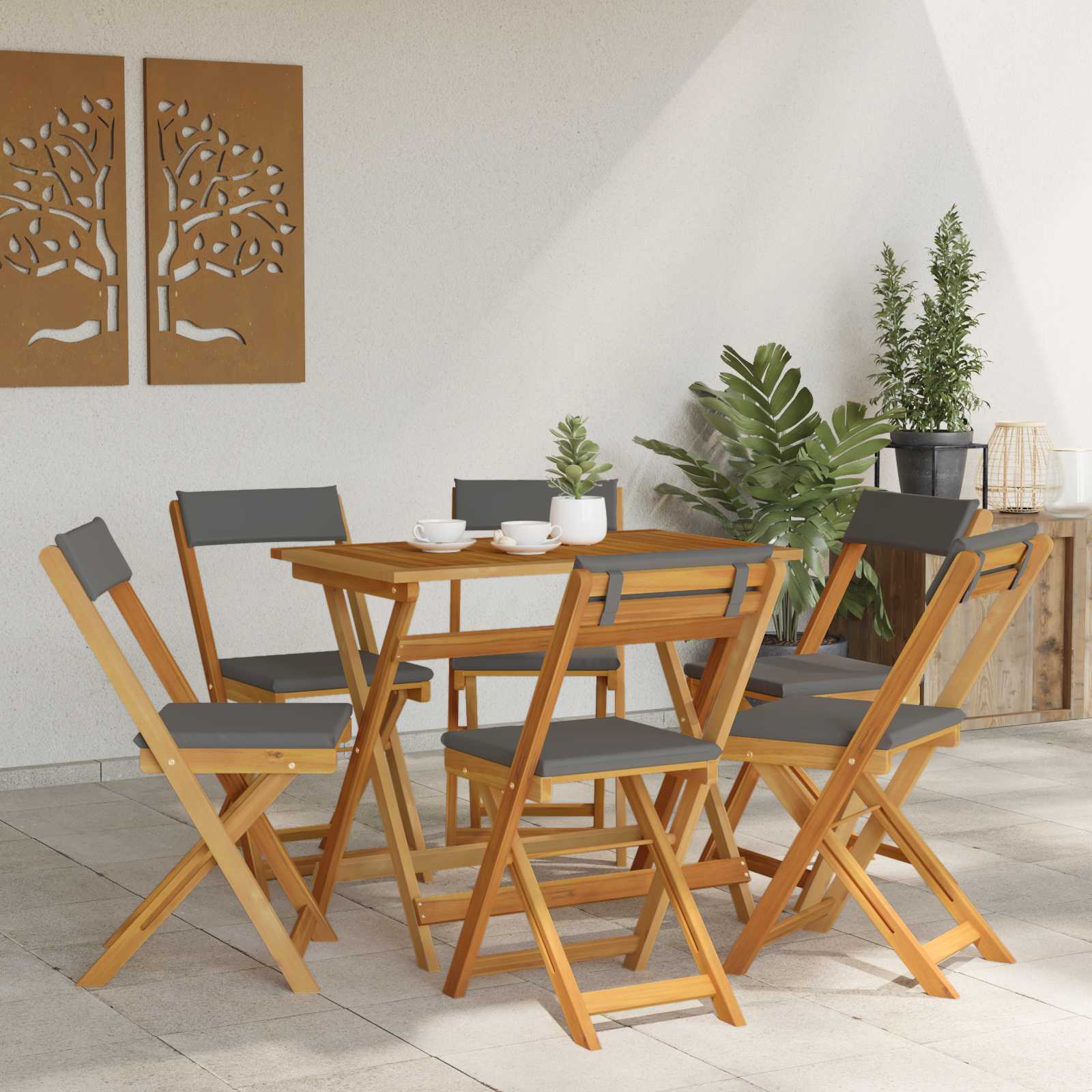 Καρέκλες εξωτερικής βεράντας 6 pcs Σκούρο Γκρι 40 x 53 x 80 εκ - Pakobazaar
