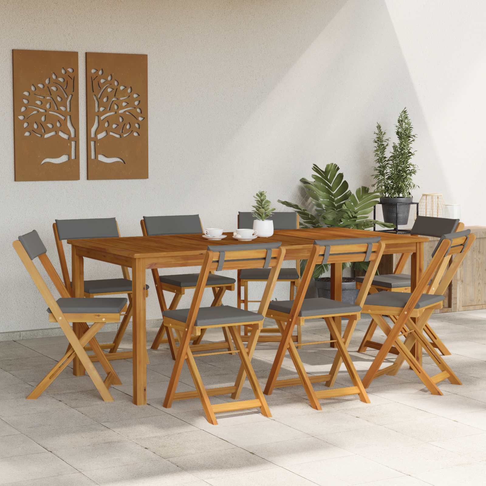 Καρέκλες εξωτερικής βεράντας 8 pcs Σκούρο Γκρι 40 x 53 x 80 εκ - Pakobazaar