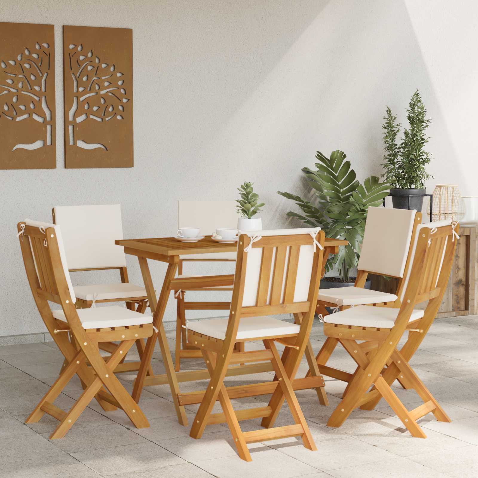 Καρέκλες εξωτερικής βεράντας 6 pcs Λευκό κρεμ 38 x 46 x 85 εκ. - Pakobazaar