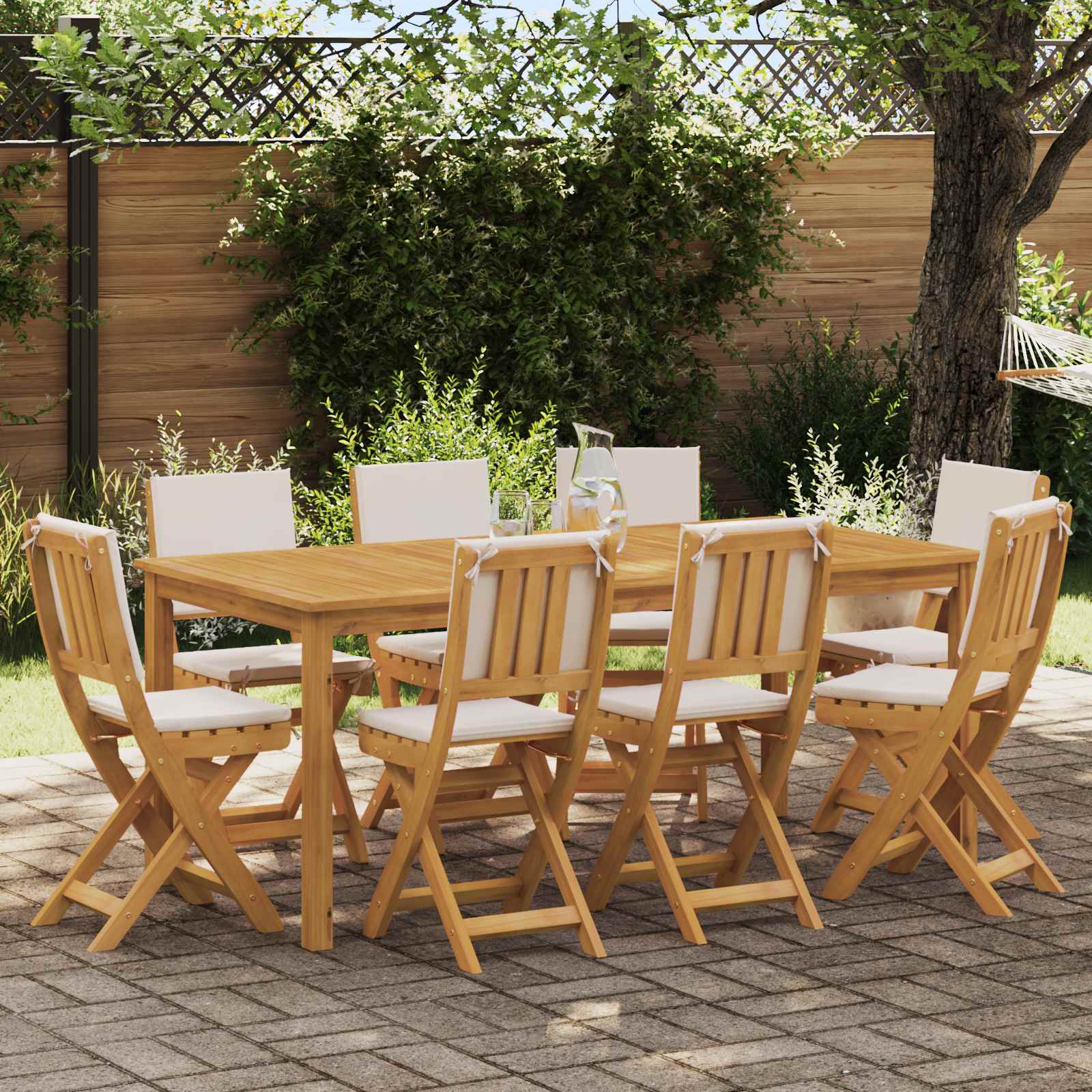 Καρέκλες εξωτερικής βεράντας 8 pcs Λευκό κρεμ 38 x 46 x 85 εκ. - Pakobazaar
