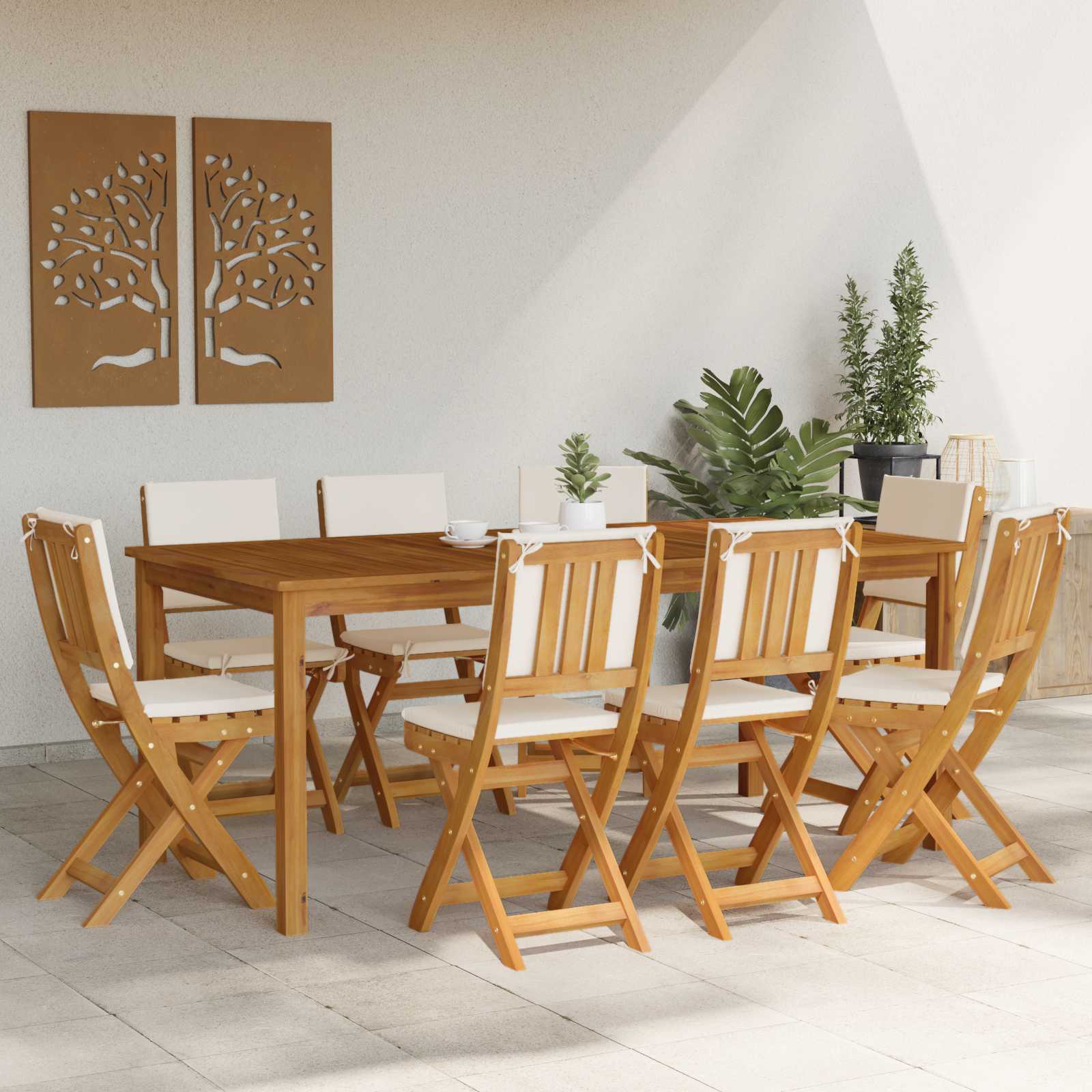 Καρέκλες εξωτερικής βεράντας 8 pcs Λευκό κρεμ 38 x 46 x 85 εκ. - Pakobazaar