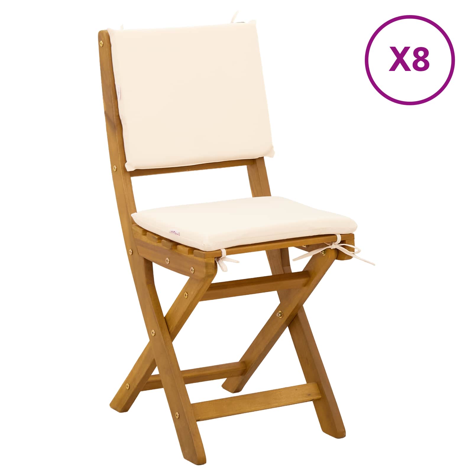 Καρέκλες εξωτερικής βεράντας 8 pcs Λευκό κρεμ 38 x 46 x 85 εκ. - Pakobazaar
