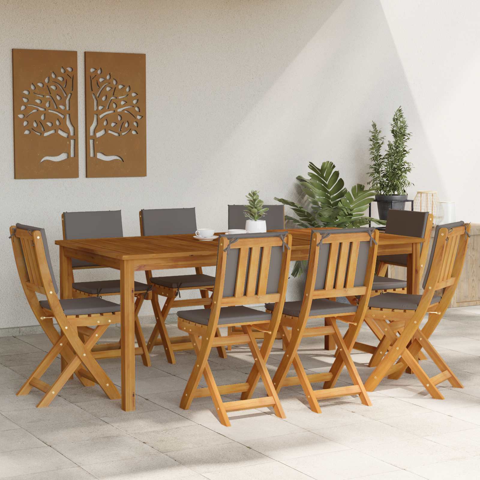 Καρέκλες εξωτερικής βεράντας 8 pcs Σκούρο Γκρι 38 x 46 x 85 εκ. - Pakobazaar