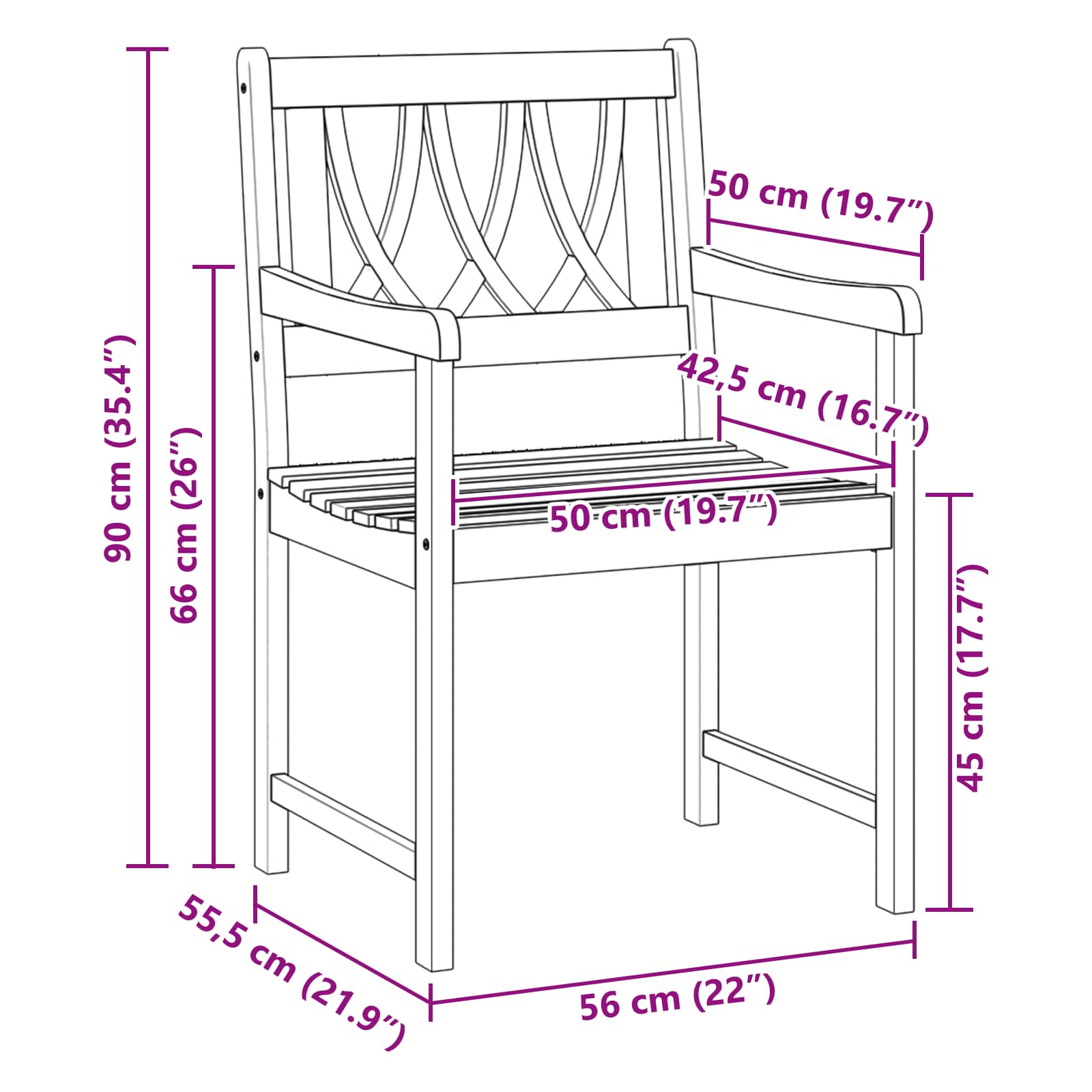 Εξωτερικός πάγκος 6 pcs Φυσικό 56 x 55,5 x 90 εκ. - Pakobazaar