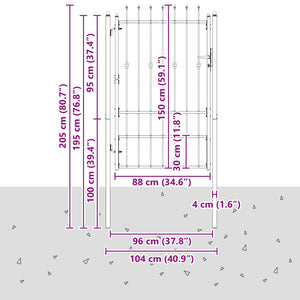 Πύλη Φράχτη με κλειδαριά Asten Μαύρο 150 x 88 εκ Ατσάλι - Pakobazaar