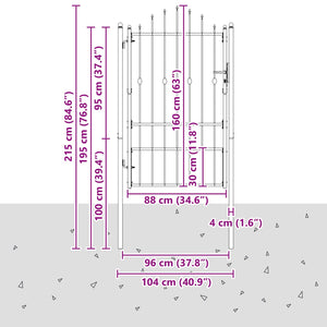 Πύλη Φράχτη με κλειδαριά Asten Μαύρο 150 x 88 εκ Ατσάλι - Pakobazaar