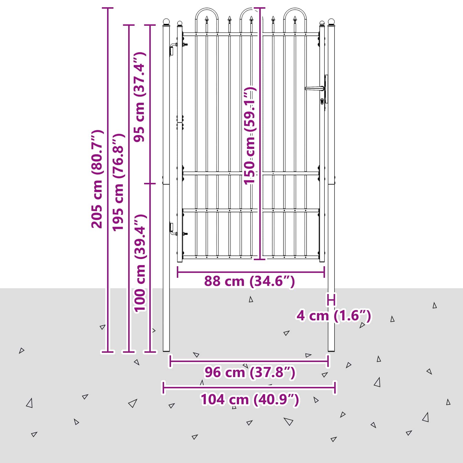 Πύλη Φράχτη DRONTEN 100 x 150 cm Ατσάλι Μαύρο Κλειδώσιμο - Pakobazaar