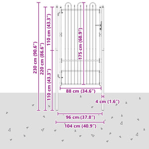 Πύλη Φράχτη DRONTEN 100 x 175 cm Ατσάλι Μαύρο Κλειδώσιμο - Pakobazaar
