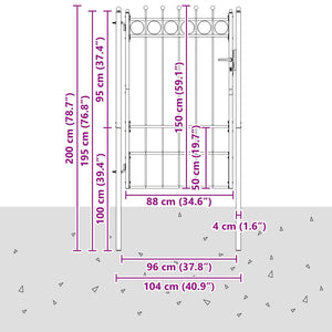 Πύλη Φράχτη HORST 100 x 150 cm Μέταλλο Μαύρο Κλειδώσιμο - Pakobazaar