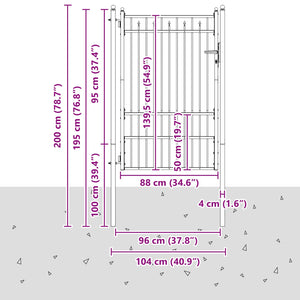 Πύλη Φράχτη HORST 100 x 150 cm Μέταλλο Μαύρο Κλειδώσιμο - Pakobazaar