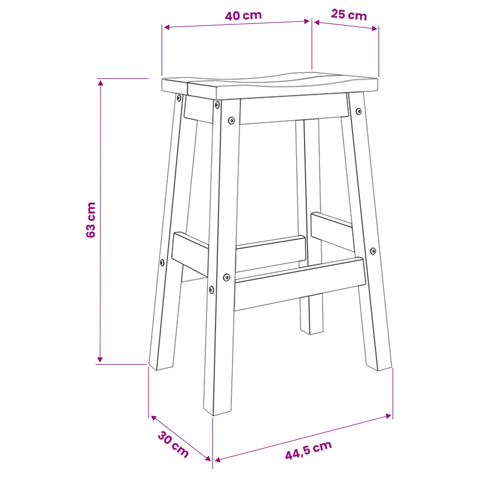 Μπαρ σκαμπό 2 pcs Λευκό και Κερί Μελιού 44 x 30 x 63 εκ. - Pakobazaar
