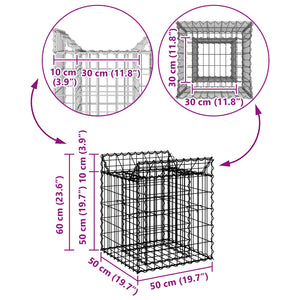 Ανασηκωμένο κρεβάτι gabion Ασημί 50 x 50 x 60 cm - Pakobazaar