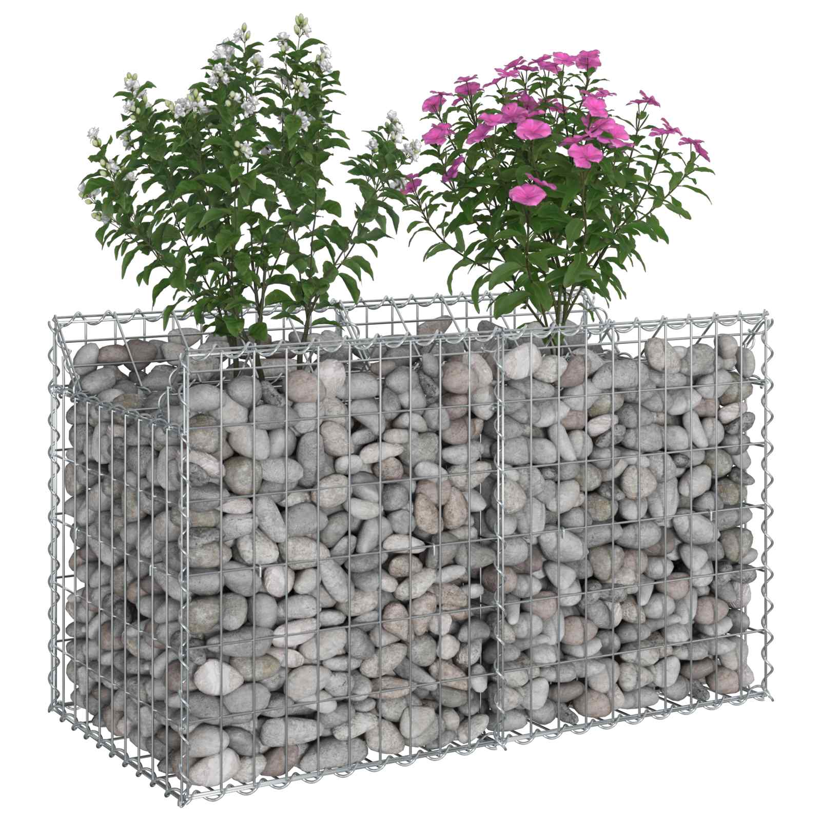 Ανασηκωμένο κρεβάτι gabion Ασημί 100 x 50 x 60 εκ - Pakobazaar