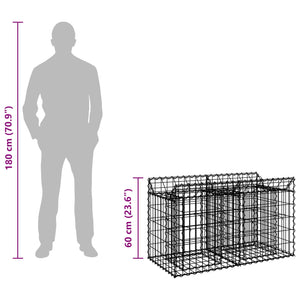 Ανασηκωμένο κρεβάτι gabion Ασημί 100 x 50 x 60 εκ - Pakobazaar