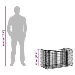 Ανασηκωμένο κρεβάτι gabion Ασημί 50 x 100 x 60 εκ - Pakobazaar