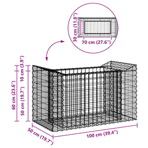 Ανασηκωμένο κρεβάτι gabion Ασημί 50 x 100 x 60 εκ - Pakobazaar
