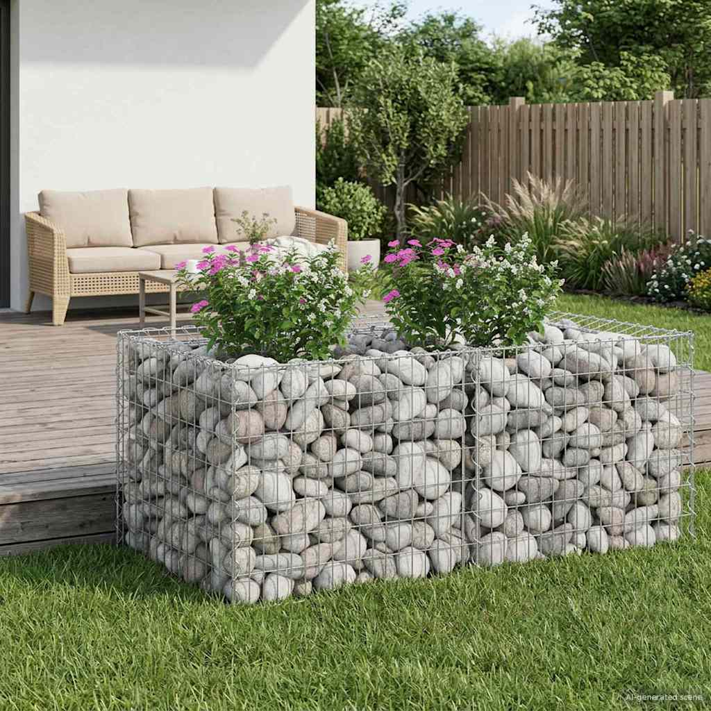 Ανασηκωμένο κρεβάτι gabion Ασημί 100 x 100 x 60 εκ. - Pakobazaar