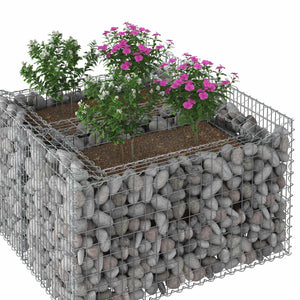 Ανασηκωμένο κρεβάτι gabion Ασημί 100 x 100 x 60 εκ. - Pakobazaar