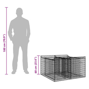 Ανασηκωμένο κρεβάτι gabion Ασημί 100 x 100 x 60 εκ. - Pakobazaar
