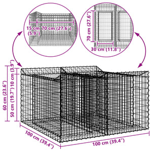 Ανασηκωμένο κρεβάτι gabion Ασημί 100 x 100 x 60 εκ. - Pakobazaar