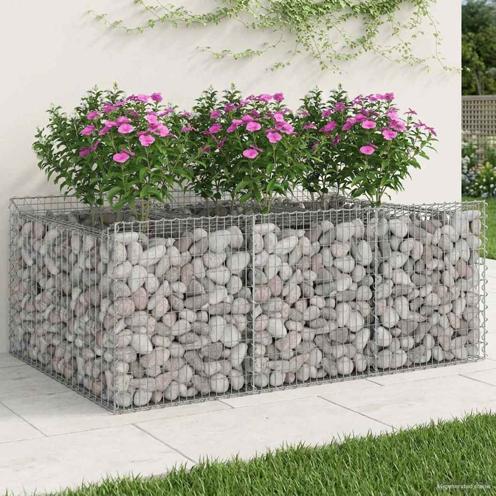 Ανασηκωμένο κρεβάτι gabion Ασημί 150 x 100 x 60 εκ - Pakobazaar