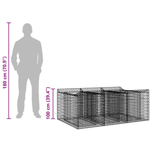Ανασηκωμένο κρεβάτι gabion Ασημί 150 x 100 x 60 εκ - Pakobazaar