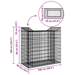 Ανασηκωμένο κρεβάτι gabion Ασημί 50 x 100 x 100 εκ - Pakobazaar