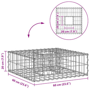 Ανασηκωμένο κρεβάτι gabion Ασημί 60 x 60 x 20 εκ - Pakobazaar