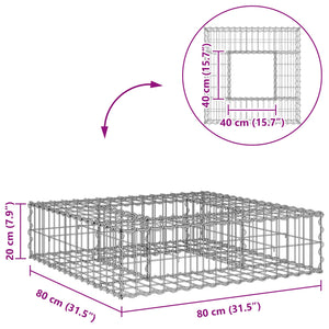 Ανασηκωμένο κρεβάτι gabion Ασημί 80 x 80 x 20 cm - Pakobazaar