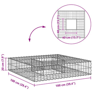 Ανασηκωμένο κρεβάτι gabion Ασημί 100 x 100 x 20 cm - Pakobazaar